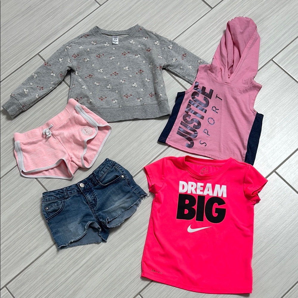 Girls' Clothing Lot with Pink Shorts & Tops 6-7
